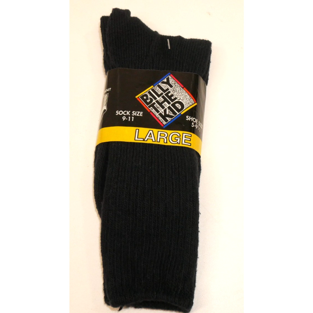 VTG Billy the Kid Cotton Blend Socks Made in USA Fits Sock 9-11 Shoe 5-9.5 Black